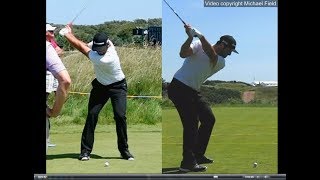 Jon Rahm golf swing  Long Iron faceon amp downtheline July 2017 [upl. by Ikuy278]