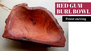 Red gum burl bowl  Power carved with the Arbortech TURBOplane blade [upl. by Aeresed818]