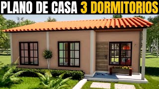 Planos de Casa GRATIS 3 Dormitorios DWG y PDF [upl. by Cardon]