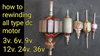 how to rewinding 12v dc motor Armature winding  all type brushed motor [upl. by Shandra528]