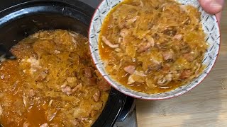 Polish Bigos in slow cooker recipe sauerkraut [upl. by Yahsal]