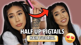 HOW TO HALF UP PIGTAILS HAIR TUTORIAL TRENDY HAIRSTYLE [upl. by Ahs]