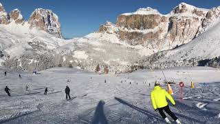 Canazei Belvedere ski area Val di Fassa Dolomiti Italy Sellaronda [upl. by Dnomaj]