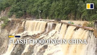 Torrential rain triggers severe flash flooding in several areas of China [upl. by Spalding]