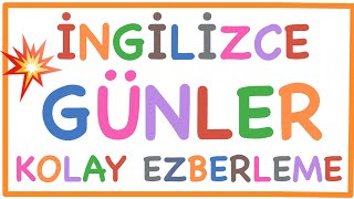 İNGİLİZCE GÜNLER  KOLAY EZBERLEME [upl. by Fradin582]