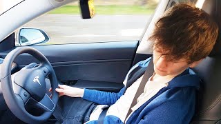 What happens if you fall asleep with Tesla Autopilot [upl. by Ellecrag]