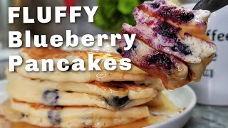 BLUEBERRY PANCAKES  Homemade Fluffy Blueberry Pancakes Recipe [upl. by Dawson]