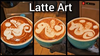 Sea horse pattern latte art [upl. by Gadmann]