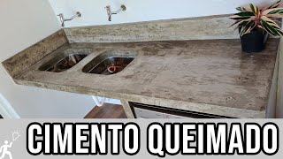 COMO FAZER BANCADA DE CONCRETO COM PIA E CIMENTO QUEIMADO [upl. by Heiner]