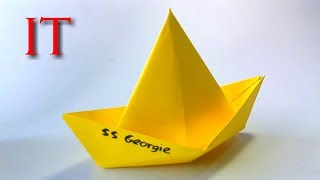 Como hacer el Barco de papel  PELICULA quotITquot el payaso Origami paper boat [upl. by Rehm]