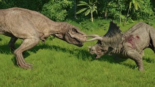 TRex VS Triceratops 1v1  Jurassic World Evolution [upl. by Eimarrej88]