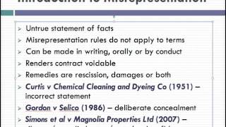 Misrepresentation Lecture 1 of 4 [upl. by Notfa]